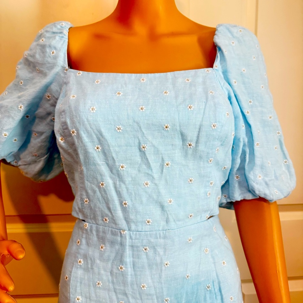New Lilly Pulitzer Press to zoom Kylanne Linen Dress Hydra Blue - Picture 9 of 12